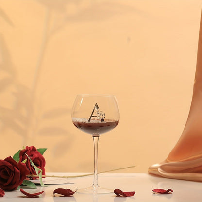 Initial Wine Glass Gift Set with 18 Checkout Letters, 14-Ounce Bowl, Presentation Box and Card