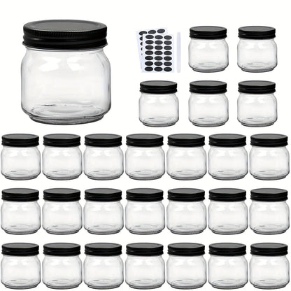 8 oz Glass Mason-Style Storage Jar Multipacks with 9, 18, 27 or 36 Jars and Four Lid Configurations
