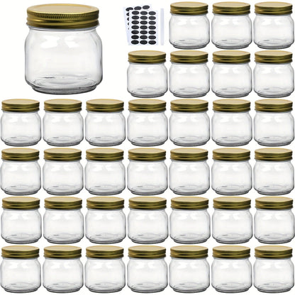 8 oz Glass Mason-Style Storage Jar Multipacks with 9, 18, 27 or 36 Jars and Four Lid Configurations