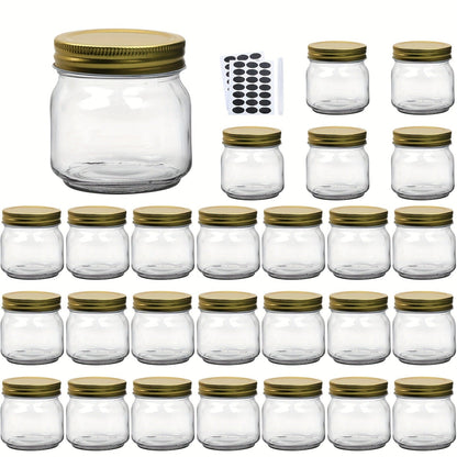 8 oz Glass Mason-Style Storage Jar Multipacks with 9, 18, 27 or 36 Jars and Four Lid Configurations