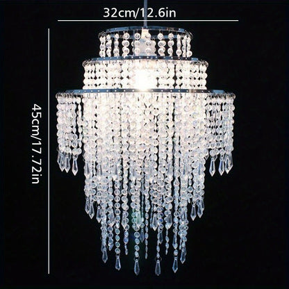 Crystal Beaded Chandelier Lampshade Acrylic Sparkling Droplets Elegant Ceiling Light Fixture Cover for Wedding Party Home Decor Multiple Sizes Branch Style Beadwork Pendant Shade