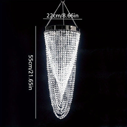 Crystal Beaded Chandelier Lampshade Acrylic Sparkling Droplets Elegant Ceiling Light Fixture Cover for Wedding Party Home Decor Multiple Sizes Branch Style Beadwork Pendant Shade