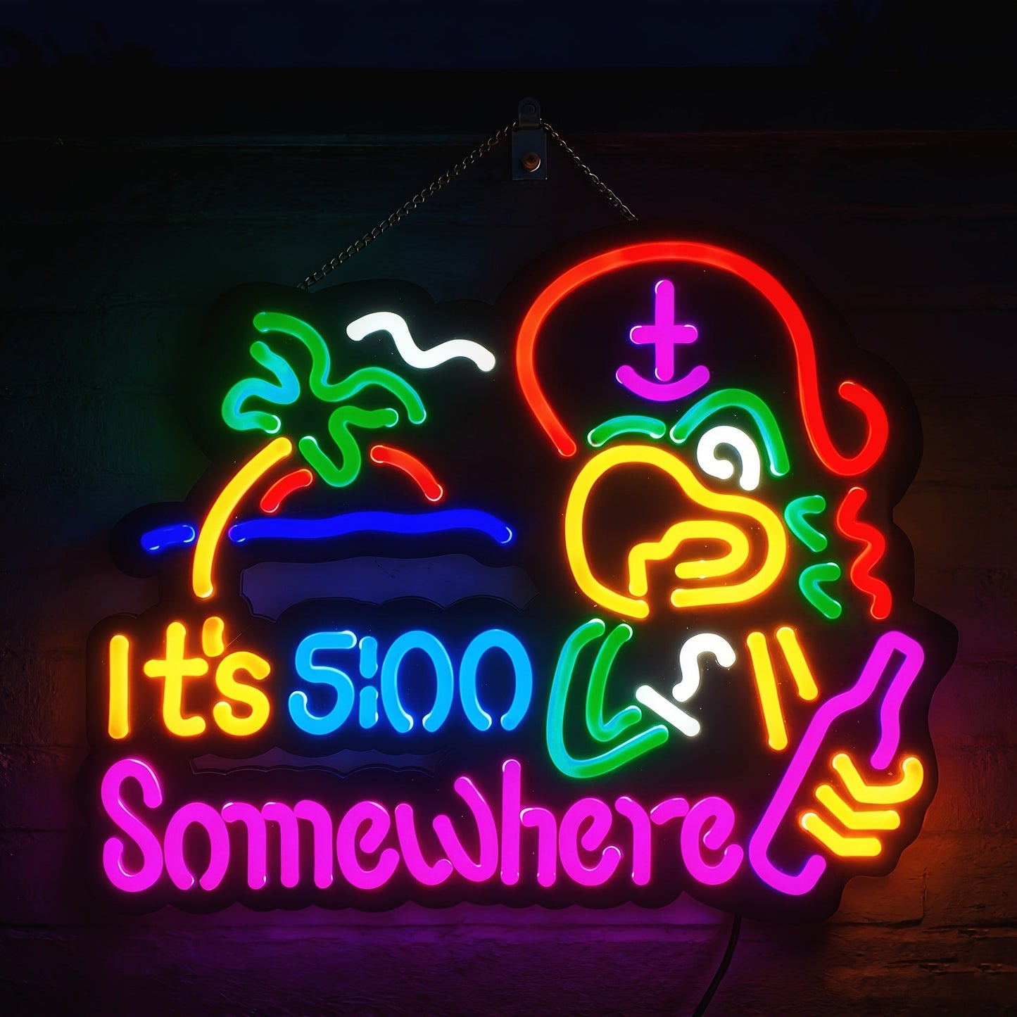 Novelty Five O’Clock Neon-Style Bar Wall Sign with Two Checkout Designs and 16.5 x 12.6-Inch Format
