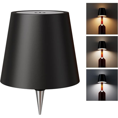 Rechargeable LED Bottle Lamp Table Lamp, 3 Color Temperatures, Touch Control Dimmable Bedside Light for Bedroom Dining Room Bar Desk – Modern Minimalist Design