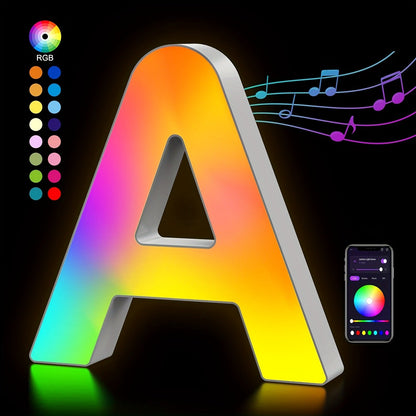 RGB LED Letter and Number Light with 38 Checkout Shapes, USB Power, App Control and Music Sync