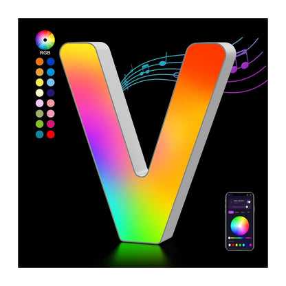 RGB LED Letter and Number Light with 38 Checkout Shapes, USB Power, App Control and Music Sync