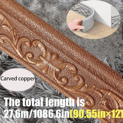 Carved Foam Baseboard Wall Trim Sticker in White, Silver Gray, Copper or Golden, Available in 4, 8 or 12 Rolls