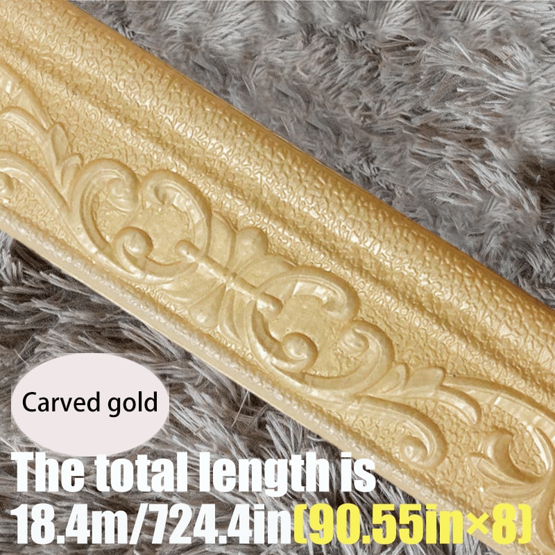 Carved Foam Baseboard Wall Trim Sticker in White, Silver Gray, Copper or Golden, Available in 4, 8 or 12 Rolls