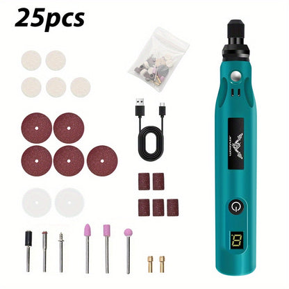 Electric Engraving Pen Kit 25/39PCS - Rechargeable Rotary Tool Set with Adjustable Speed for Engraving, Sanding, Polishing, Drilling & Etching - Portable Multifunctional Power Tool for DIY Crafts