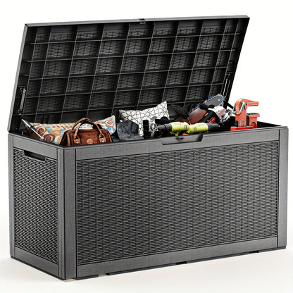 Large Resin Deck Box Lockable Outdoor Storage 80/100 Gallon – 345L UV Protected Weatherproof Patio Storage Box | Sit-On Lid Deck Storage Chest for Pool Accessories, Garden Tools & Outdoor Gear