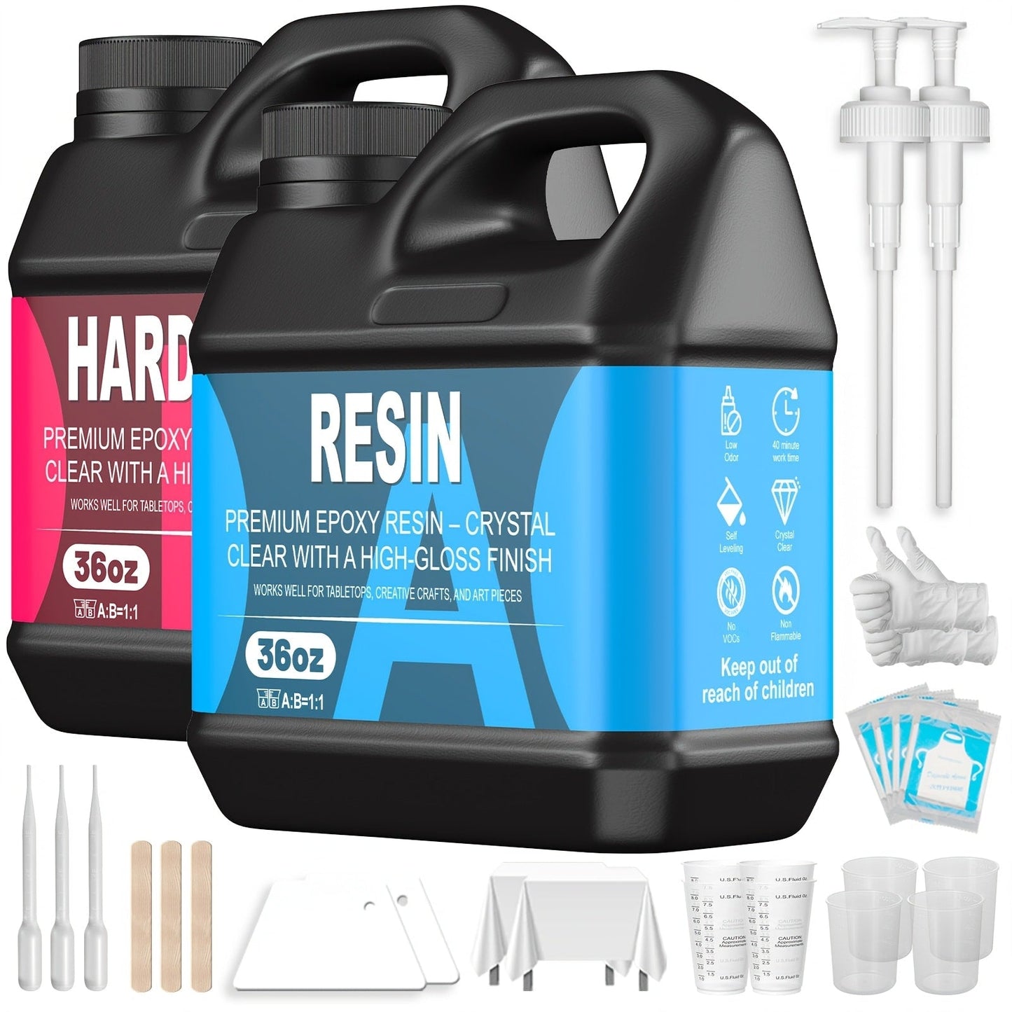 Epoxy Resin Kit Ultra Clear Bubble-Free Self-Leveling – 2-Part Casting & Coating Resin for River Tables Countertops Crafts, Yellowing-Resistant Fast Cure Formula