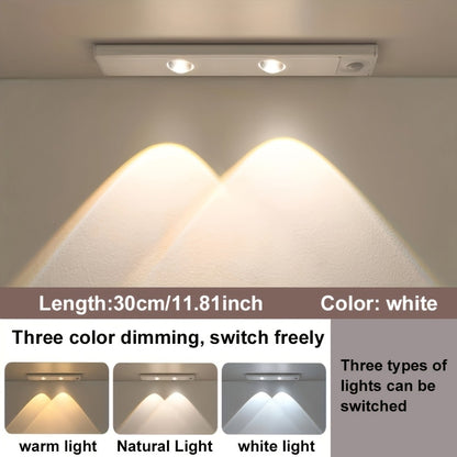 LED Strip Light Motion Sensor Bar with USB Rechargeable Power, Three White Tones, 20–50cm Sizes and One or Two Packs