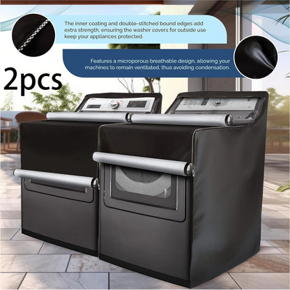 Two-Piece Washer and Dryer Cover Set with Roll-Up Access Panels in Black or Silver Checkout Options