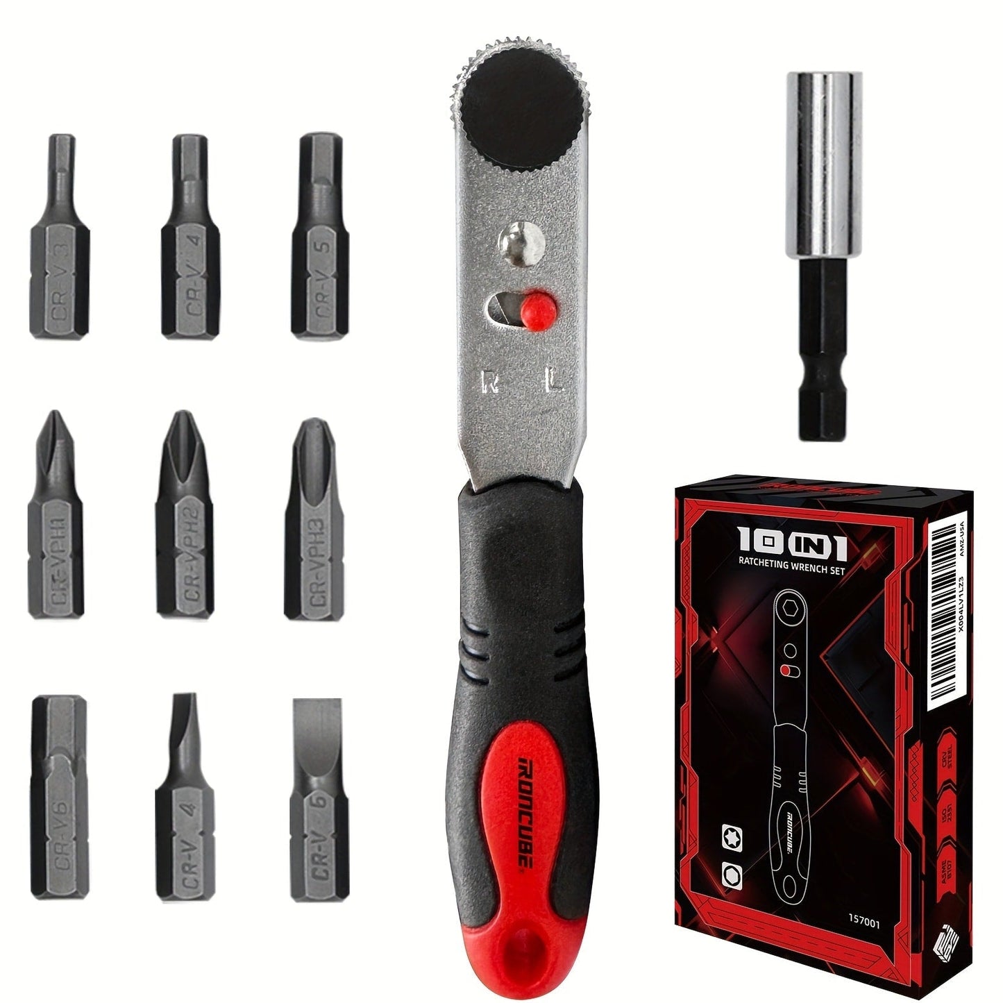 Right-Angle Ratcheting Screwdriver Set with 10- or 16-Piece Bit and Socket Configurations for Tight Access