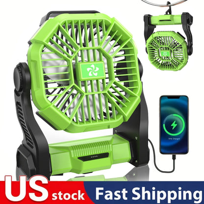 Portable Camping Fan with Hanging Hook, Three-Level Lantern and 12 Color or Style Options Pictured