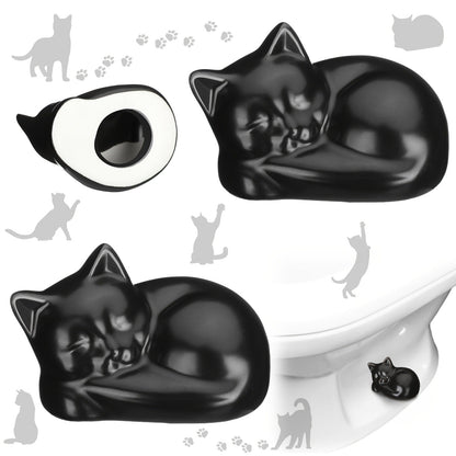 Two-Piece Black Cat Ceramic Toilet Bolt Cap Set for Decorative Bathroom Screw and Hardware Covers