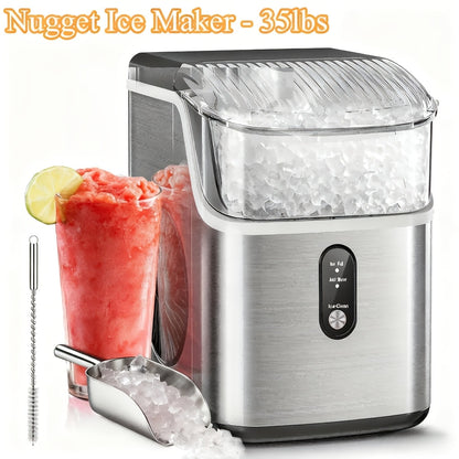 Countertop Ice Maker with 26 lb Bullet or 35 lb Nugget Ice Options, Basket, Scoop and Four Colors