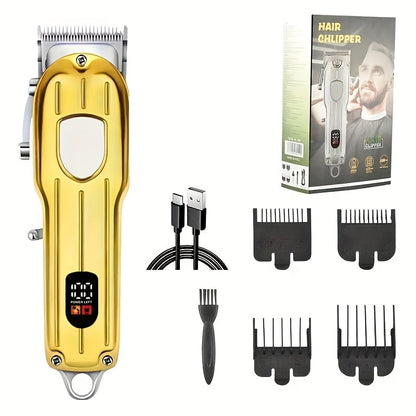 Hair Clipper Cordless Metal-Body Set with LCD Battery Display and Single or Two-Piece Color Options