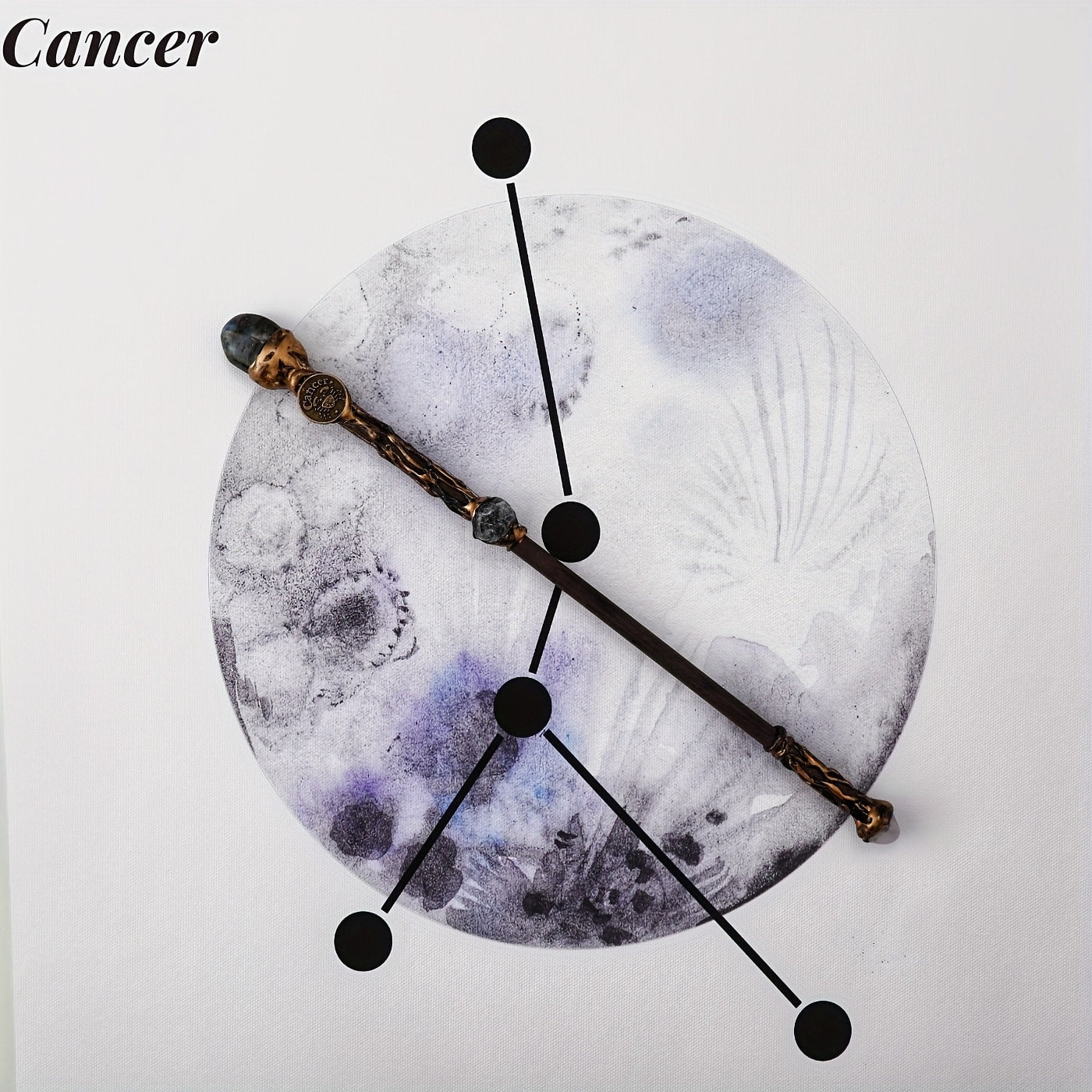 Zodiac-Themed Decorative Wand with Resin and Stone-Look Accents, Gift Box and All Twelve Sign Variants