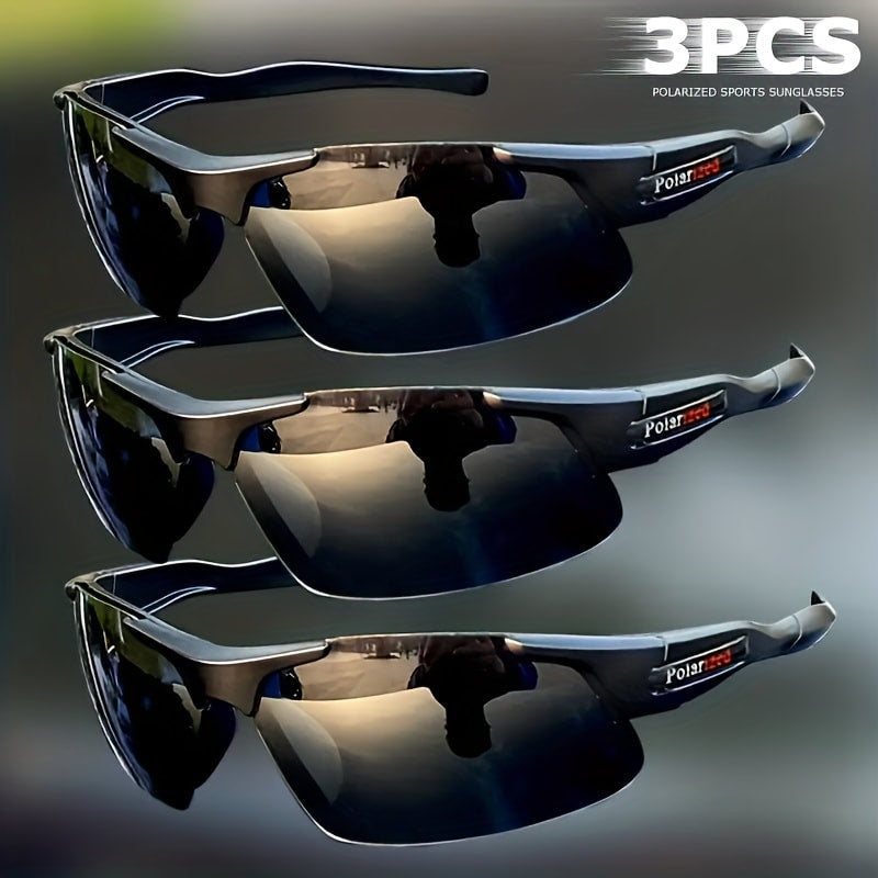 Polarized Sunglasses 3-Pack for Men with Half Frames, UV400 Lenses and Lightweight Driving Fit