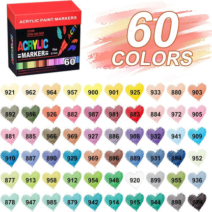 Soft Brush Acrylic Paint Pen Set with Clear Barrels in 12-, 36-, 60-, 80- or 120-Color Checkout Options
