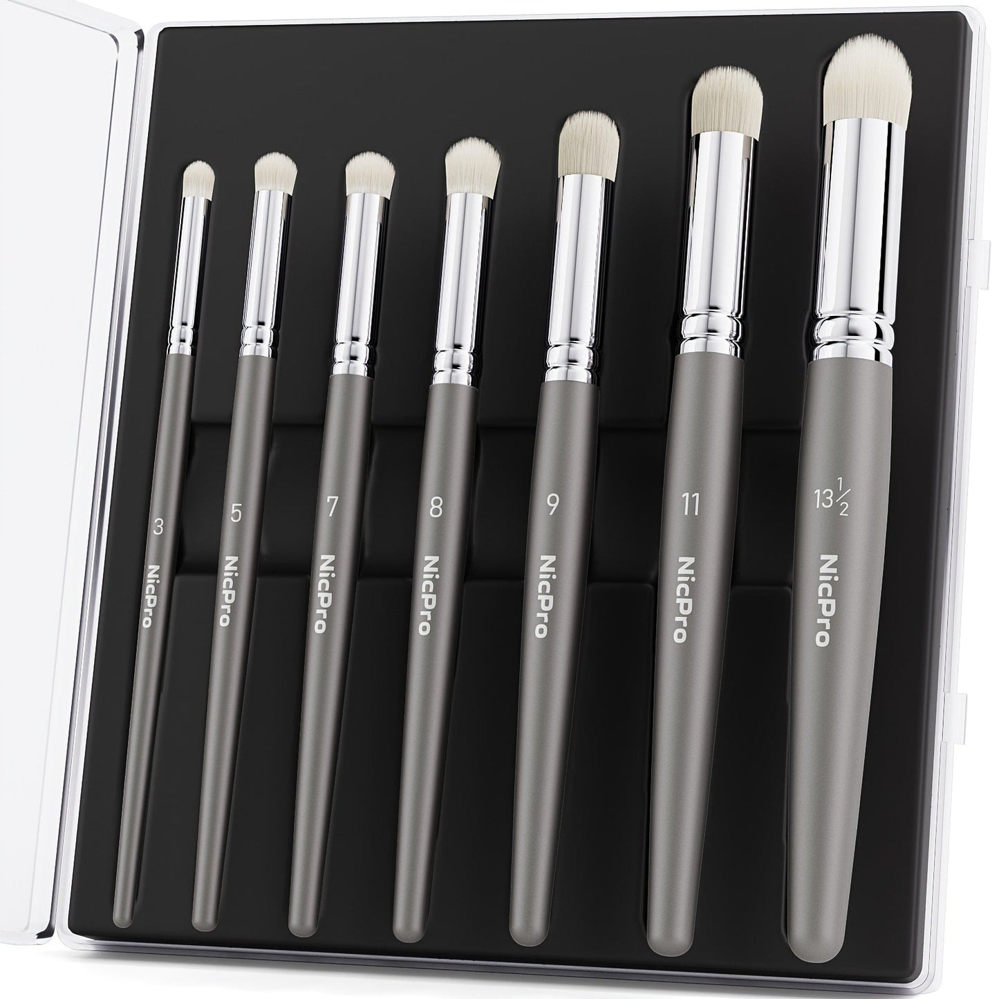 Dry Brush Set for Miniature Painting 7 Sizes – Professional Drybrush Kit with Storage Case | Hobby Detail Paint Brushes for Models Warhammer DnD Figures | Black & Gray | Gift for Hobbyists