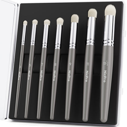 Dry Brush Set for Miniature Painting 7 Sizes – Professional Drybrush Kit with Storage Case | Hobby Detail Paint Brushes for Models Warhammer DnD Figures | Black & Gray | Gift for Hobbyists