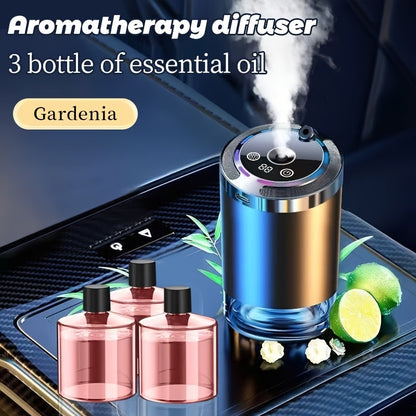 Car Aroma Diffuser - Smart In-Car Essential Oil Diffuser with Ambient RGB Light & Starlight Projection, Auto On/Off, Long-Lasting Natural Fragrance for Car, Home & Office (Gardenia or Cologne Scent)
