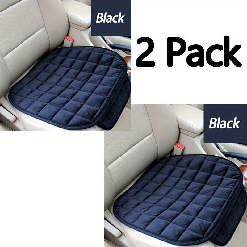 Car Seat Cushion Plush Plaid – Memory Foam, Non-Slip, Soft & Breathable, Universal Fit, Hand Washable, Front & Rear Options (Black / Khaki)