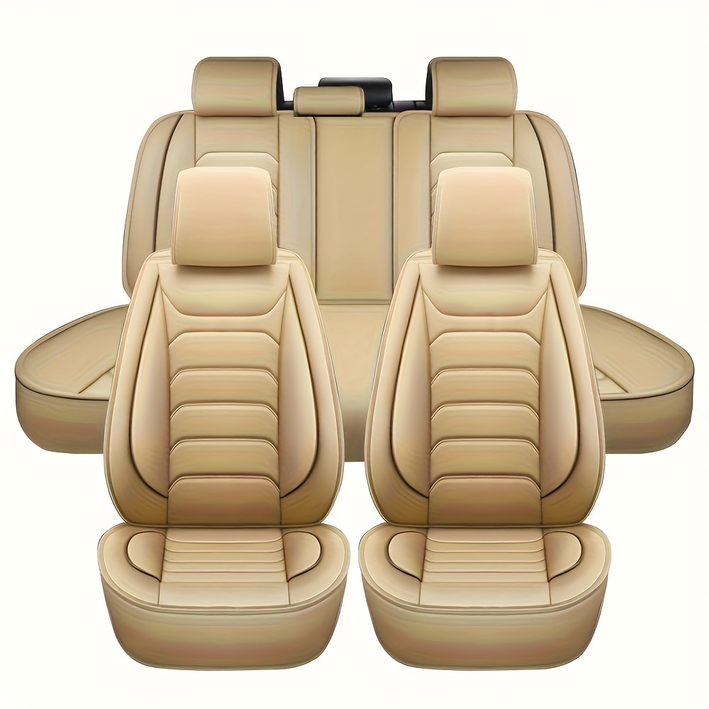 Car Seat Covers 5-Seat Faux Leather Set with Foam Padding and Optional Matching Pillow Pieces
