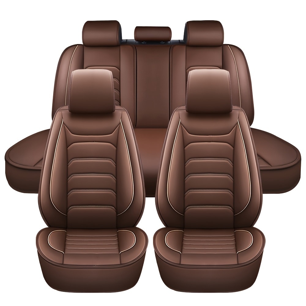 Car Seat Covers 5-Seat Faux Leather Set with Foam Padding and Optional Matching Pillow Pieces
