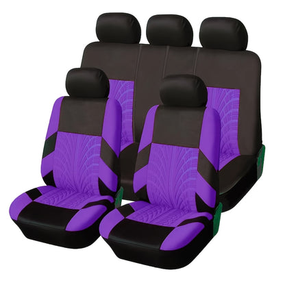 Car Seat Covers 5-Seat Tire-Track Full-Enclosure Design in Breathable Polyester and Eighteen Colors