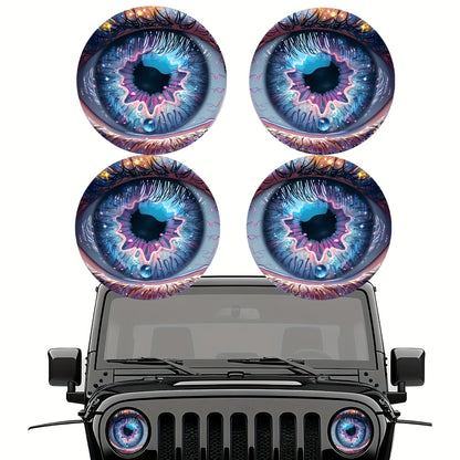 3D Beast Eye Headlight Stickers – Funny Car Headlight Decals for Jeep Round Headlights, Truck Body, Bumper & Window Decoration, Reusable PVC Glossy Stickers (1 or 2 Pairs)