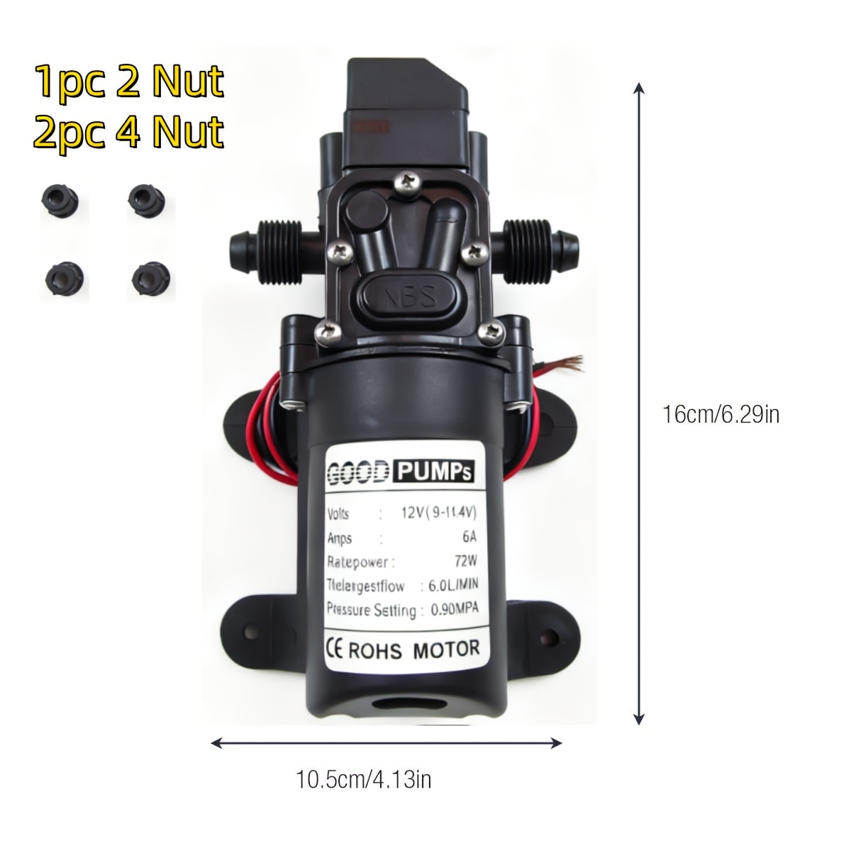 12V Self-Priming Water Pump 130PSI - High Pressure Portable Electric Pump for Car Wash, RV, Camper Van & Water Pressurization (1/2/3 Pack)