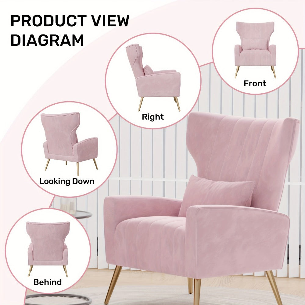 Velvet Accent Chair, Upholstered Lounge Chair for Living Room detail image - detail view 6