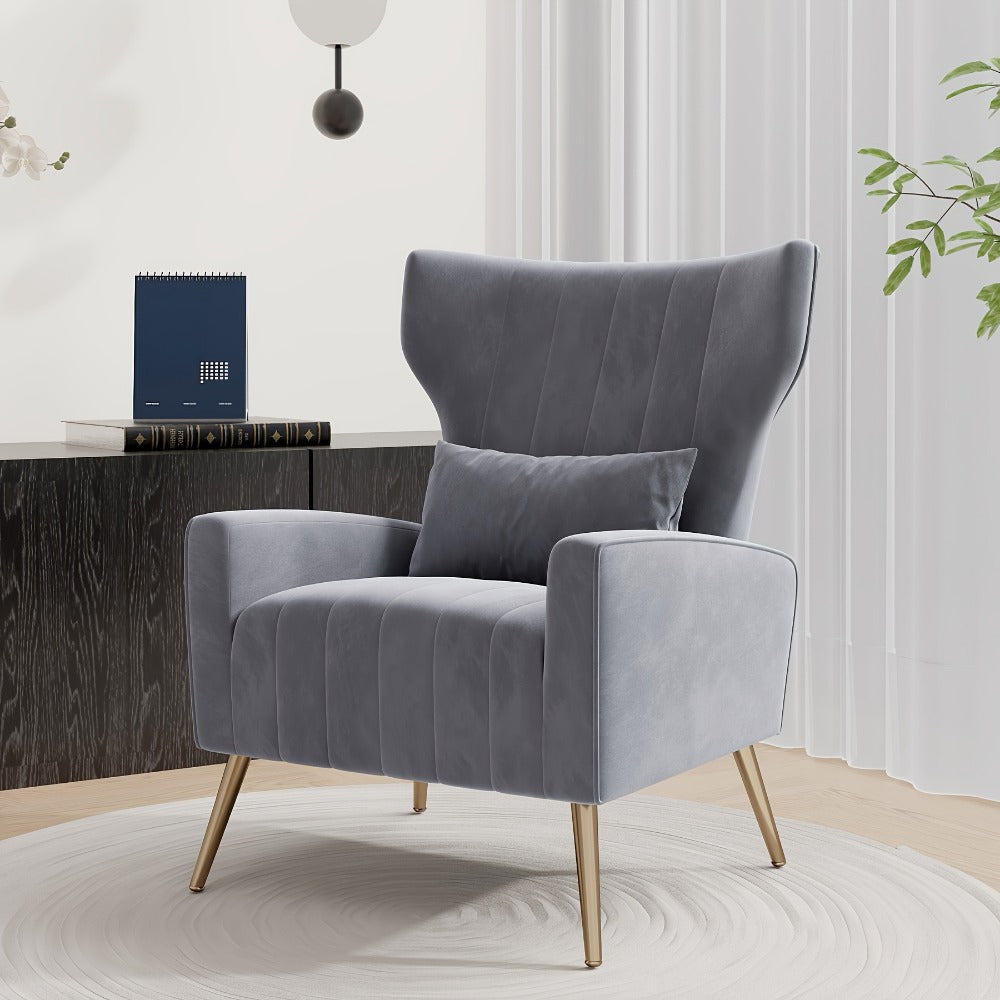 Velvet Accent Chair, Upholstered Lounge Chair for Living Room detail image - detail view 7