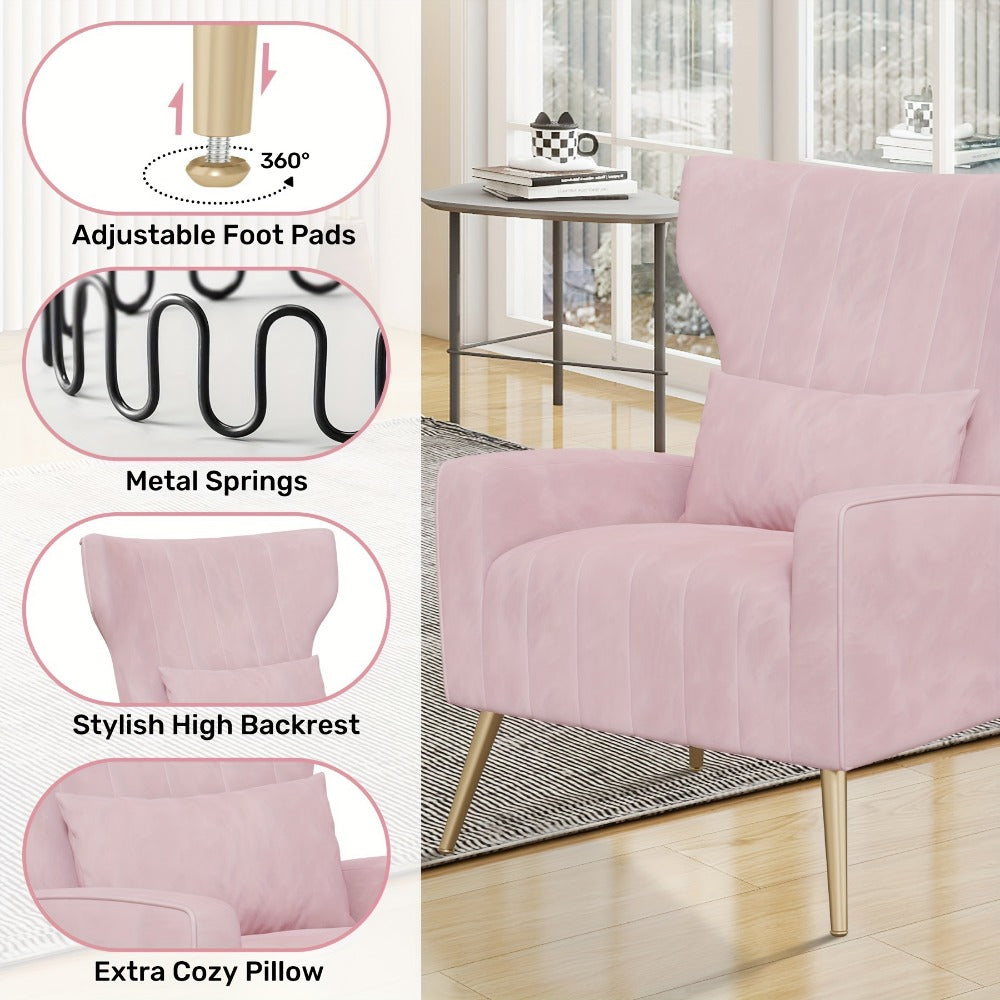 Velvet Accent Chair, Upholstered Lounge Chair for Living Room detail image - detail view 8