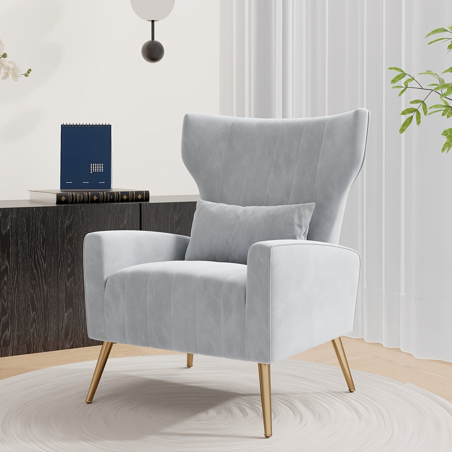 Accent Chair shown in the Light Grey option