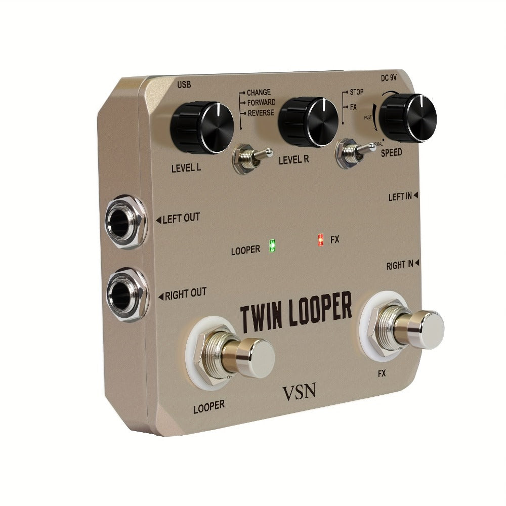 VSN Twin Looper Guitar Pedal, 11 Modes, Stereo I/O and 10-Minute Loop detail image - detail view 5
