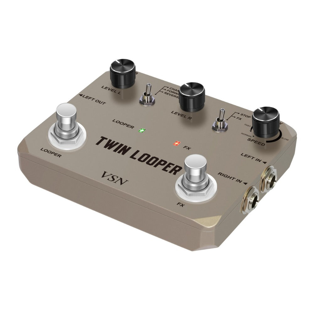 VSN Twin Looper Guitar Pedal, 11 Modes, Stereo I/O and 10-Minute Loop detail image - detail view 6