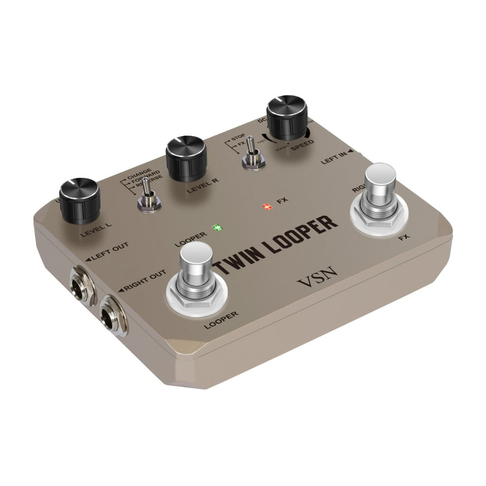 VSN Twin Looper Guitar Pedal, 11 Modes, Stereo I/O and 10-Minute Loop detail image - detail view 7