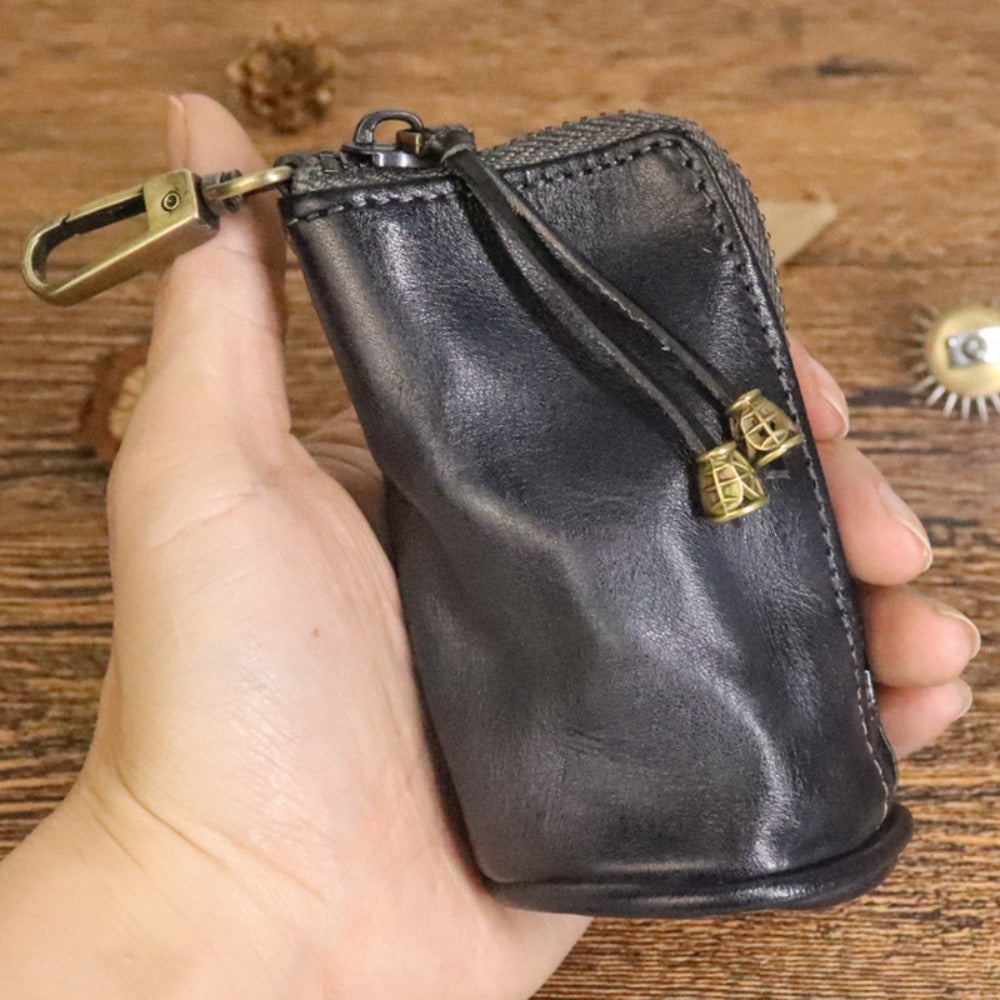 Waist Bag – Genuine Cowhide Key Holder Zippered – detail view 11