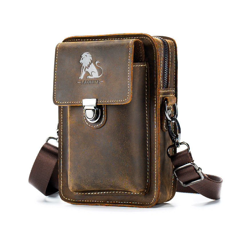 Waist Bag – Genuine Leather, Genuine Leather Waist Vintage Cowhide – front view - product view 21
