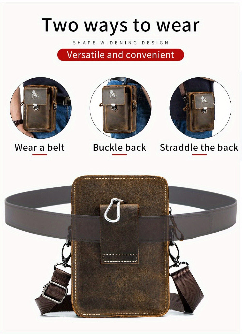 Waist Bag – Genuine Leather, Genuine Leather Waist Vintage Cowhide – detail view 14