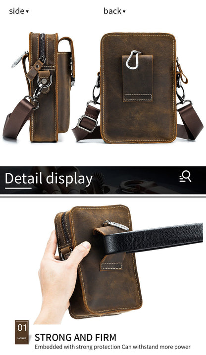 Waist Bag – Genuine Leather, Genuine Leather Waist Vintage Cowhide – detail view 20
