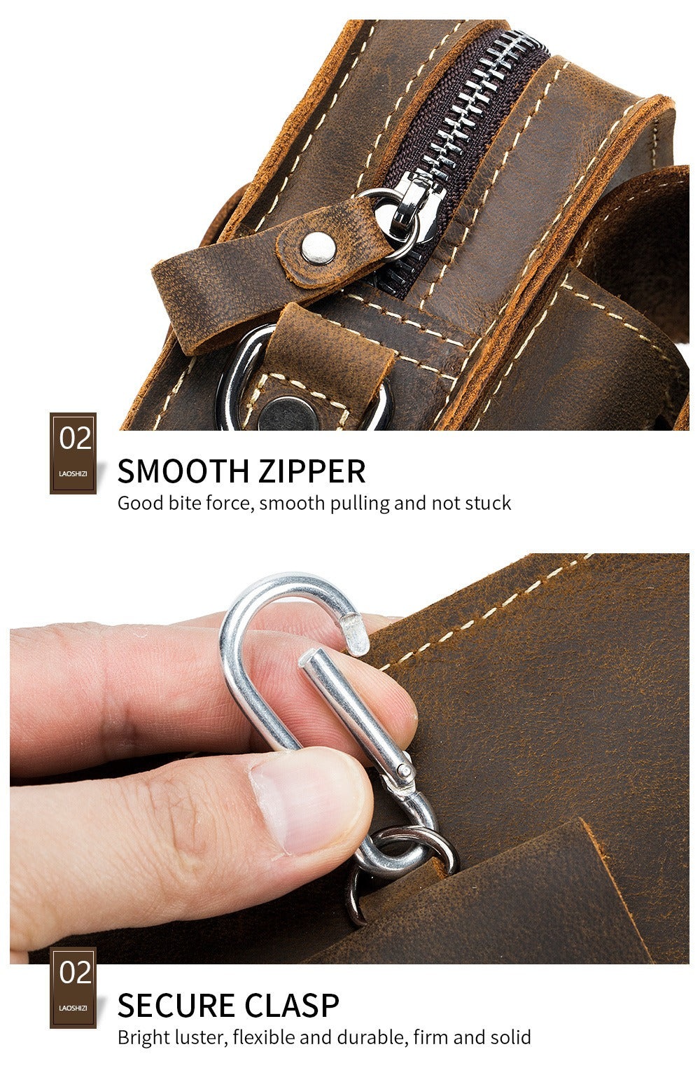 Waist Bag – Genuine Leather, Genuine Leather Waist Vintage Cowhide – detail view 21