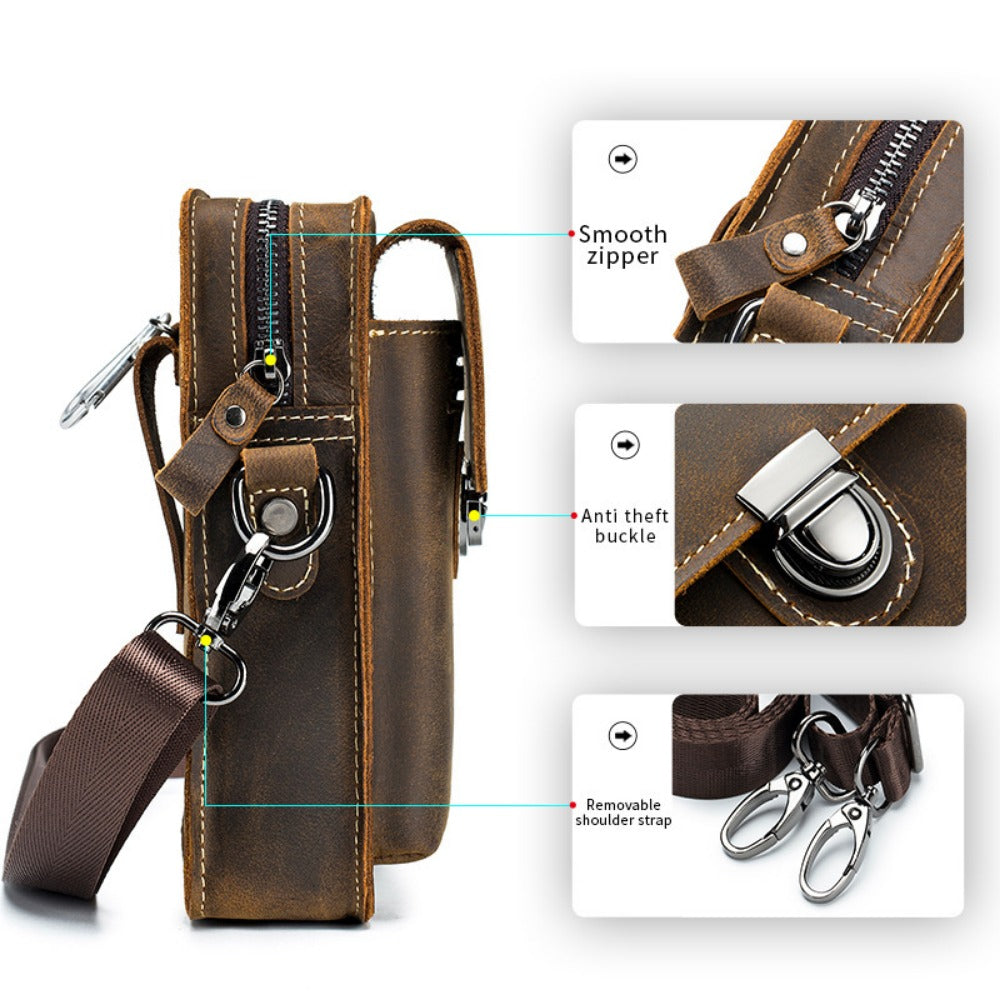 Waist Bag – Genuine Leather, Genuine Leather Waist Vintage Cowhide – detail view 9