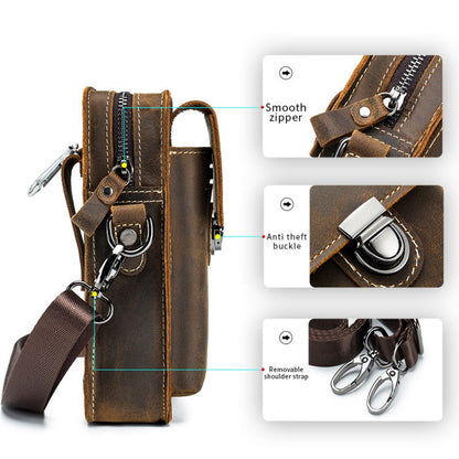 Waist Bag – Genuine Leather, Genuine Leather Waist Vintage Cowhide – detail view 9