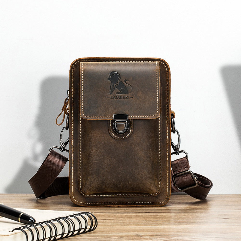 Waist Bag – Genuine Leather, Genuine Leather Waist Vintage Cowhide – front view