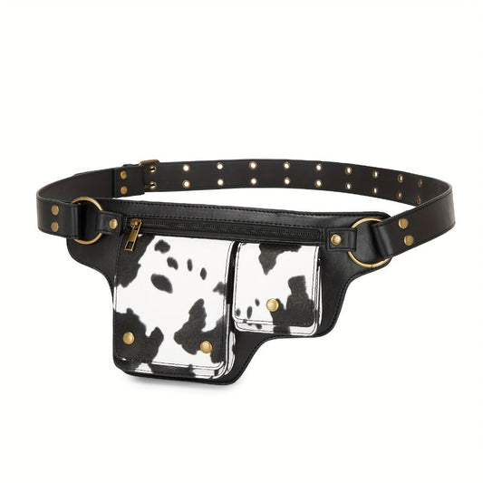 Waist Bag – Multi-Pocket, Cow Print Waist Chest Adjustable – alternate view